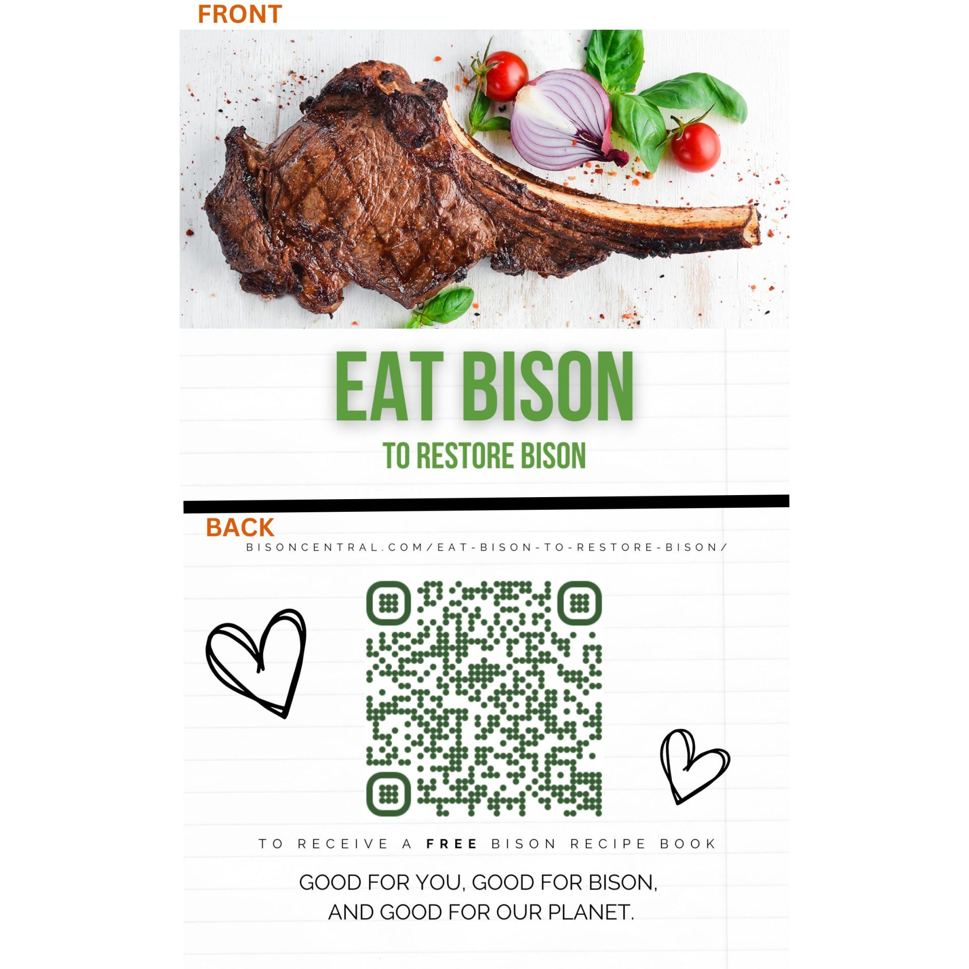 Eat Bison to Restore Bison 4"x6" Postcard (50 ct.)